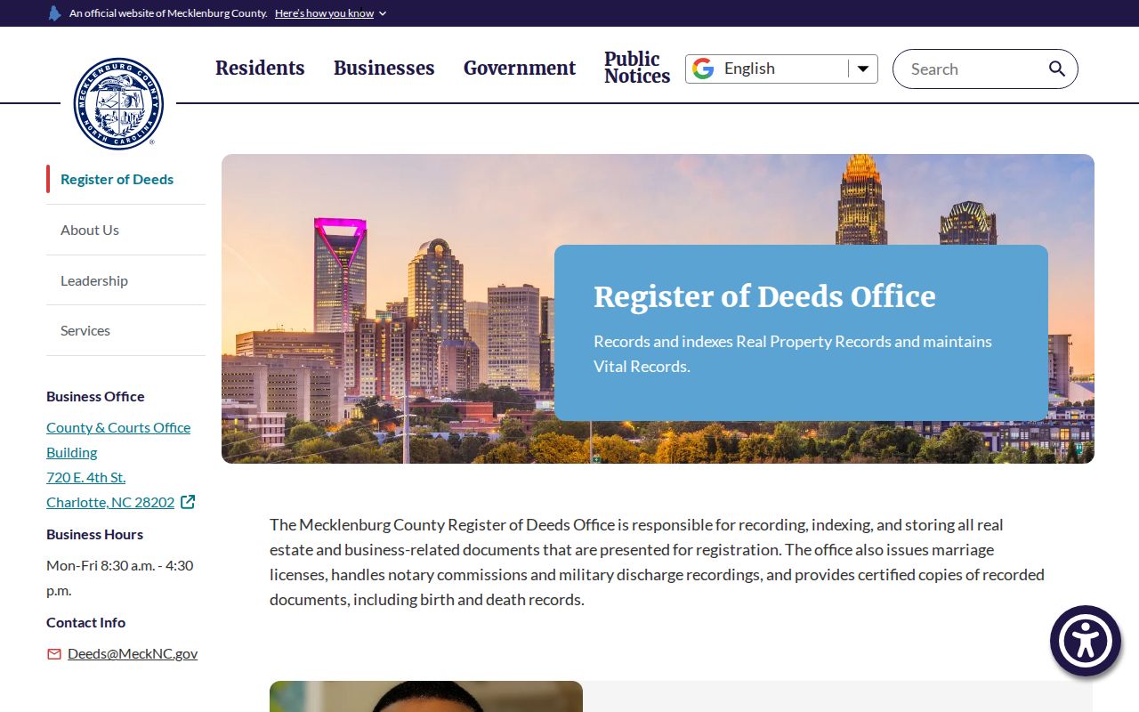 Charlotte residents directory Mecklenburg Register of Deeds services