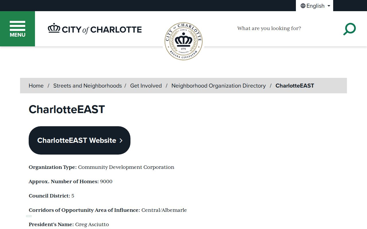 Charlotte neighbors CharlotteEAST neighborhood organization detail