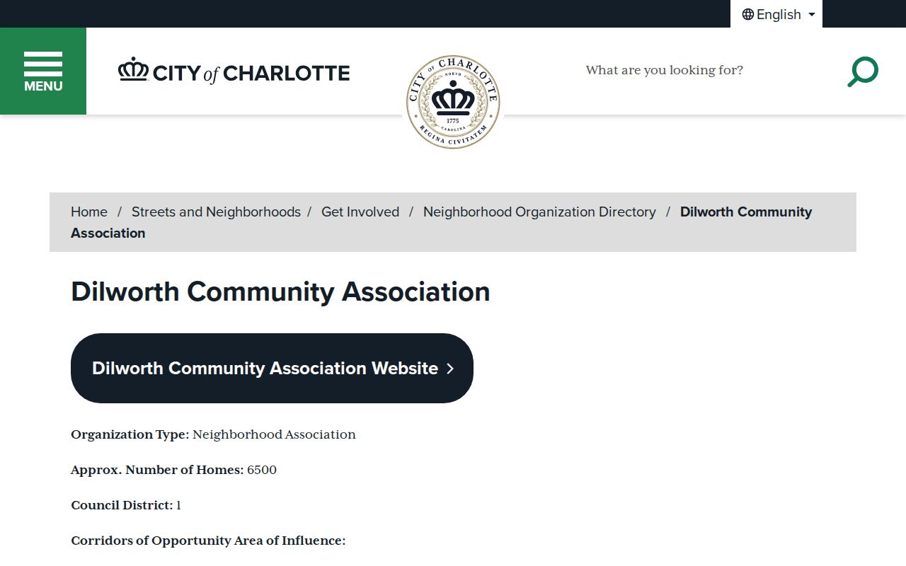 Charlotte neighbors Dilworth Community Association detail