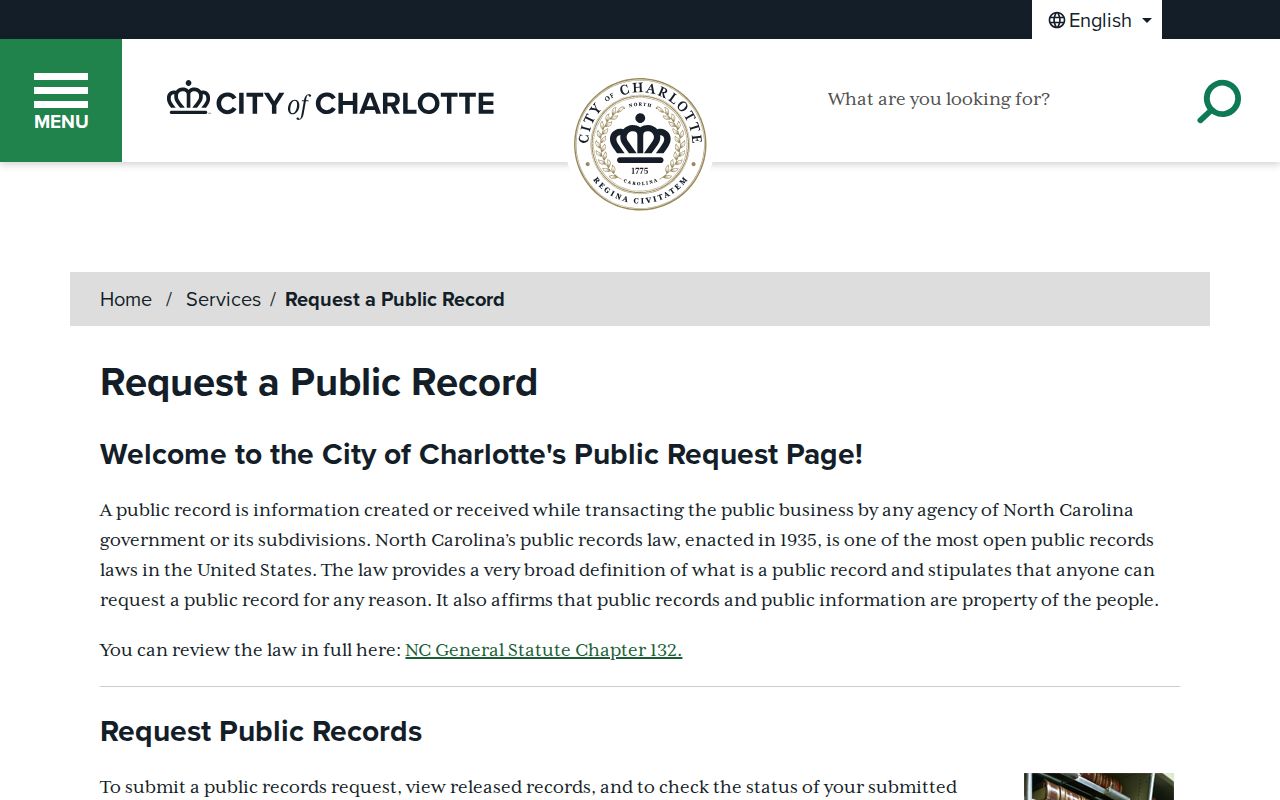 Charlotte resident lookup city public-record request service