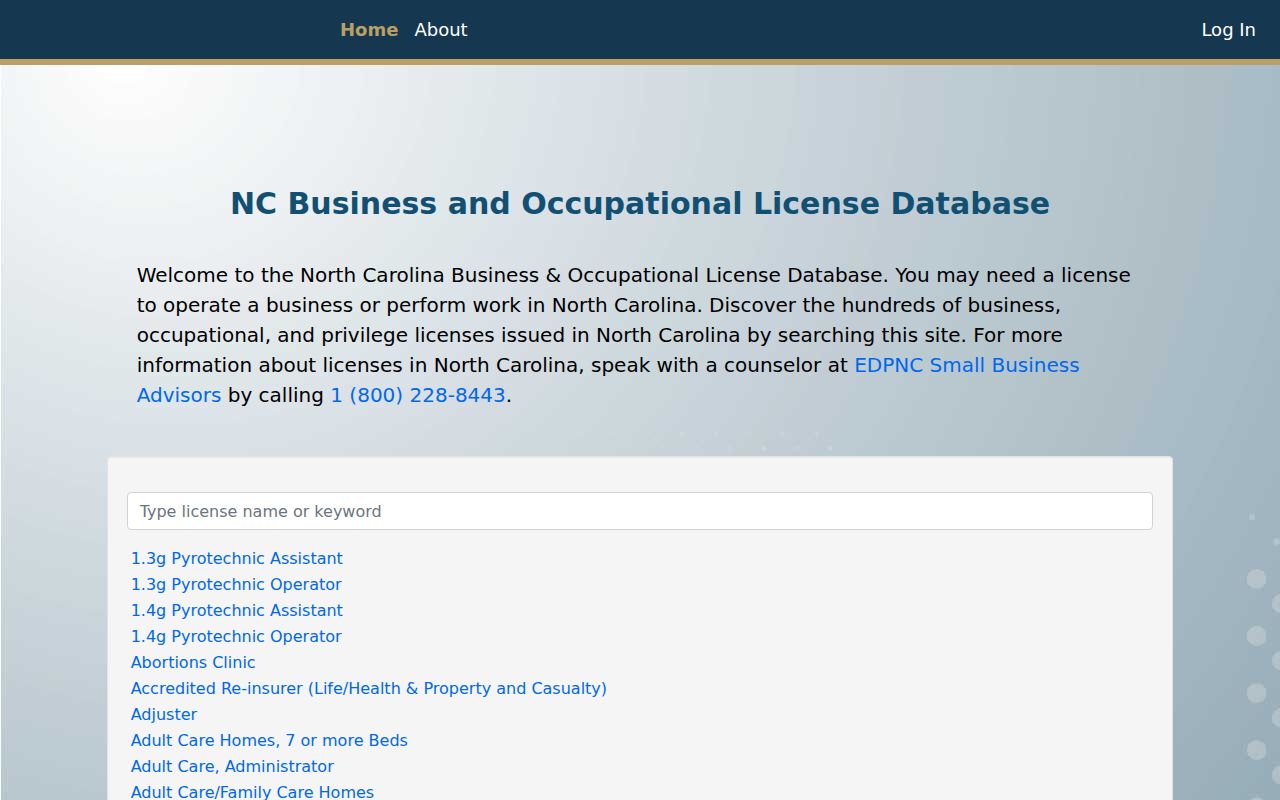 Charlotte resident lookup NC BOLD license and permit directory