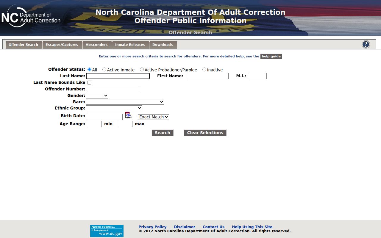 Charlotte resident lookup NCDAC offender search