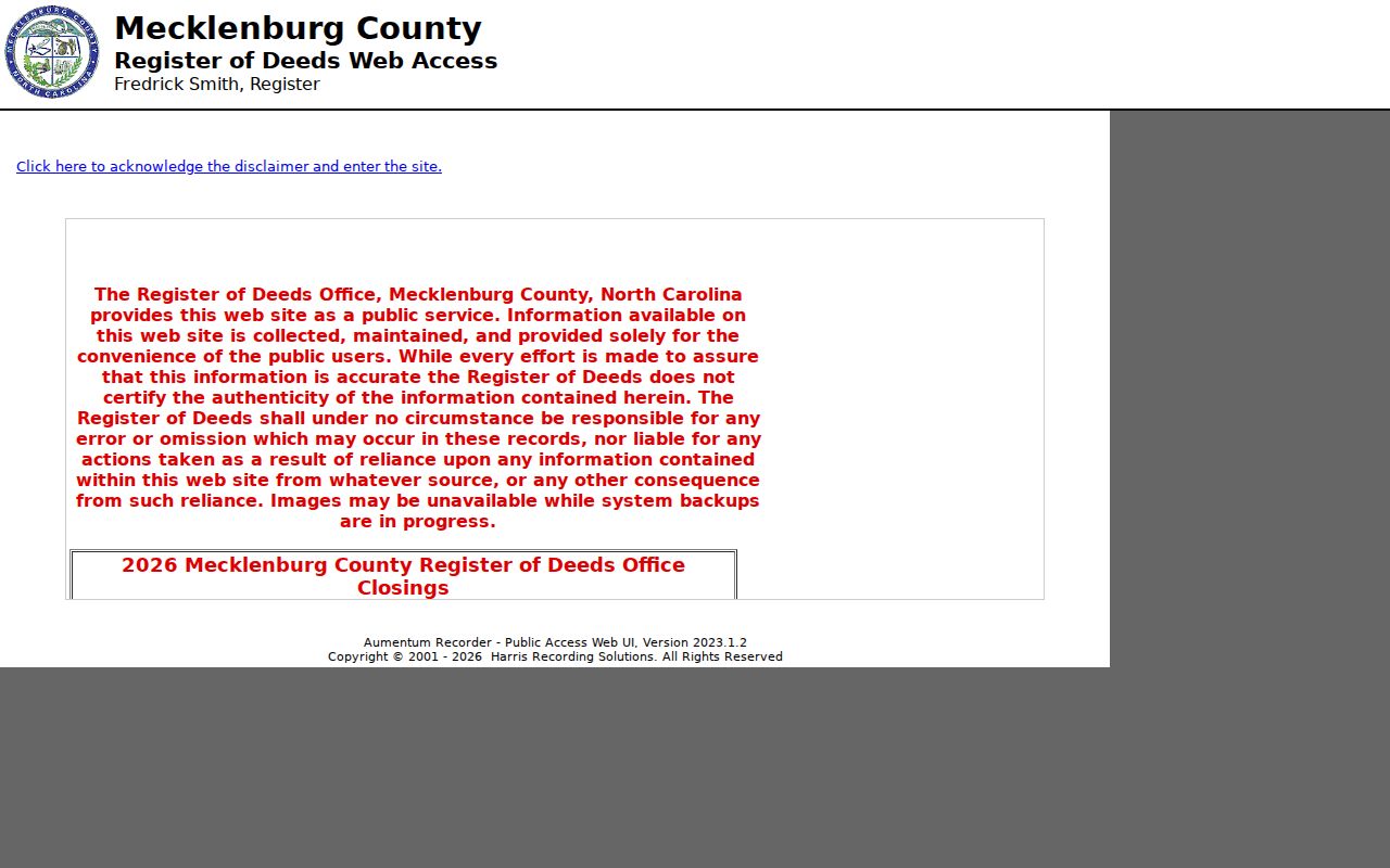 Charlotte street directory modern Register of Deeds index